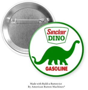 Sinclair Dino Retro Style 2.25" Pin Backed Button Badge - Picture 1 of 1