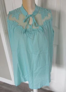 Markenlos Aqua ärmelloses Top mit V-Ausschnitt Gr. 3XL - Bild 1 von 3