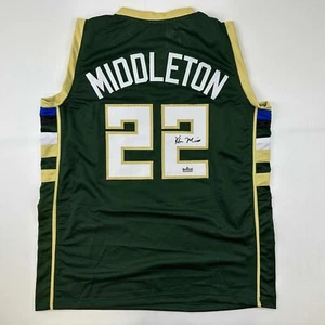 Facsimile Autographed Khris Middleton Milwaukee Green Reprint Jersey Size Men XL - Picture 1 of 4
