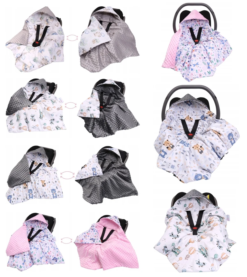 Baby Car Seat Hooded Blanket Double-sided Soft Cotton - Image 1 of 1