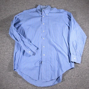 Andover Shop Shirt Mens L Blue Check Long Sleeve Woven Cotton Preppy Dress 16 - Picture 1 of 7