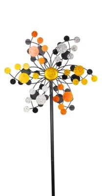 CIM Doppelwindrad Confetti Gold Gartendeko Ø35cm x 130cm wetterfest Metall - Bild 1 von 3