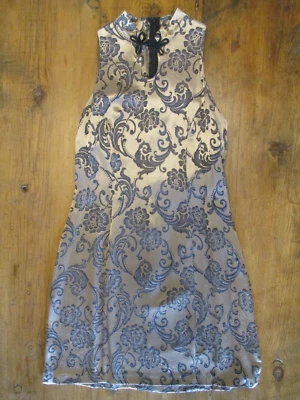 Винтажный Roberta азиатский цветочный платье размер 3/4 китайский Cheongsam золото черный - Изображение 1 из 4