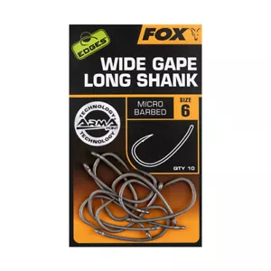 FOX EDGES Wide Gape Long Shank - Micro Barbed Carp Fishing Hook - Ronnie Hook - Picture 1 of 4