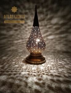 Lámpara de mesa marroquí latón dorado color plata - Imagen 1 de 6