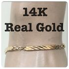 7.5 Inches Long Made In Italy 14K Real Yellow Gold Bar Design Bracelet