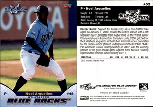 Noel Arguelles 2011 Choice Wilmington Blue Rocks #02 Card *AutographDen*