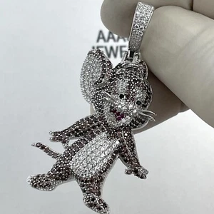 925 massiv Sterling Silber Zirkonia Cartoon Jerry Mouse Anhänger - Bild 1 von 4