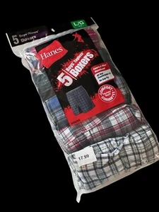 Hanes Boys Tagless Boxers 5-Pack L/G 14 - 16 Plaid Comfort Flex Waistband - Picture 1 of 8