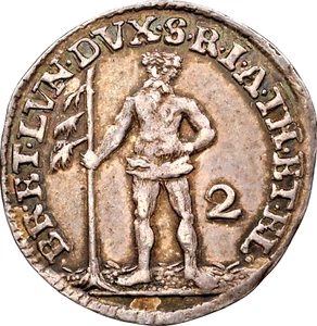 1751 German State Brunswick Luneburg Calenberg Wildman 2 Mariengroschen NGC AU53 - Picture 1 of 3