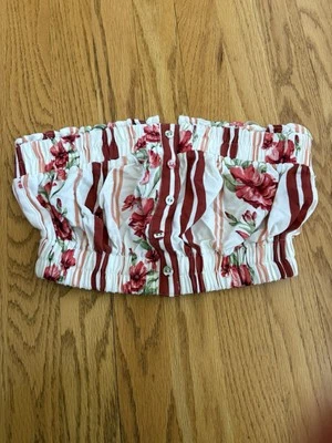 Forever 21 Talla S Floral Sin Tirantes Tubo Top Pull On Elástico Foto 1 de 4