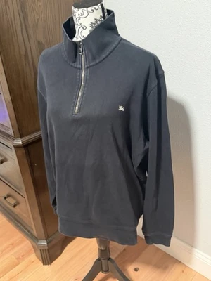 Suéter Burberry Pullover Hombre XXL Negro Media Cremallera Manga Larga Bordado Foto 1 de 4