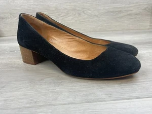 Madewell Ella Women's 10 Black Pump Suede Heel Dress Comfort Footbed Slip-On - Picture 1 of 10