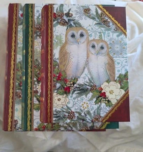 Punch Studio CHRISTMAS Owl GOLD FOIL WINTER WONDERLAND BOOK BOXES SET of 3 - Picture 1 of 14
