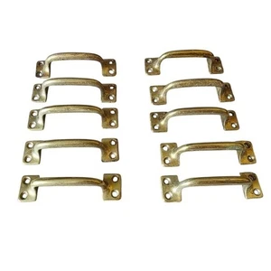 Juego de 10 manijas vintage de metal dorado 4" clásicas simples - Imagen 1 de 2