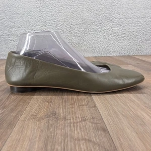 Everlane Leather Square Toe Flats Olive Green Size 10 Made in Italy - Picture 1 of 13