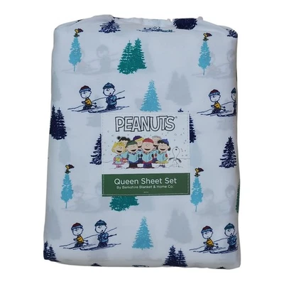 Peanuts Queen Sheet Set By Berkshire Holiday Trees Christmas Polyester - Image 1 of 4