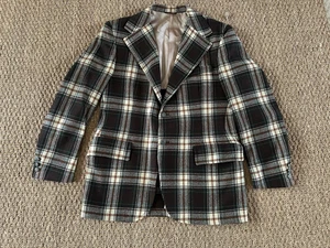 Vintage 70s Dobbshire Tartan Plaid Mens Blazer Sport Suit Coat 42R - Bild 1 von 13
