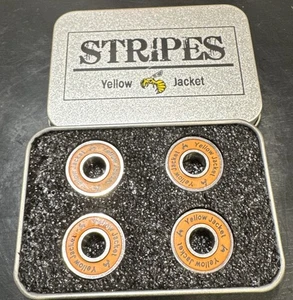 New Set (4) Stripes Yellow Jacket Premium Skateboardr Bearings Orange - Picture 1 of 1