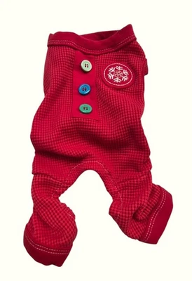 Christmas Pet Dog Pajamas Snowflake Patch & Button Accents Size XS - Image 1 of 3
