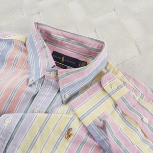 Ralph Lauren Oxford Fun Shirt Mens Large Classic Fit Striped Button Up L/S - Picture 1 of 12