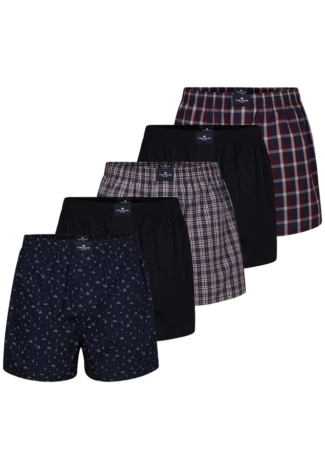 Tom Tailor Herren Boxershort blau kariert 5er Pack - Unterhose - Vorteilspack - Bild 1 von 4