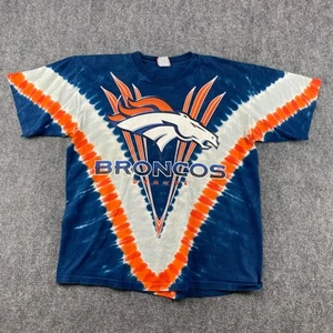 Vintage Denver Broncos Hemd Herren XL blau NFL Einzelnaht Batik hergestellt in den USA - Bild 1 von 7