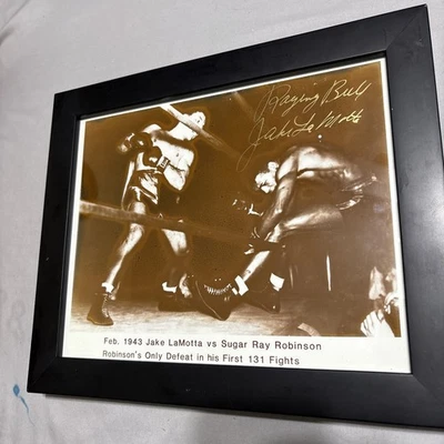 Impresión fotográfica de boxeo Jake LaMotta Vs Sugar Ray Robinson 8x10 con certificado automático JSA Foto 1 de 4