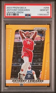2024-25 Prizm Deca Anthony Edwards #258 Orange Prizm /49 PSA 10 - Picture 1 of 2