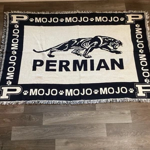 Vintage MOJO Permian Panthers Throw Blanket Knit Friday Night Lights Football - Picture 1 of 7