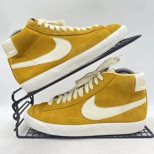 Nike Blazer Mid Gold Yellow Suede Trainers Size UK 4 Womens Gym High Top Casual - Picture 1 of 8