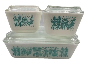 Vintage Pyrex Amish Butterprint 6 pezzi include coperchi frigorifero set 0503 1,5 oz - Foto 1 di 8