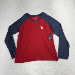 NEW U. S. Polo Assn. Red, Navy Cuffed Long Sleeve Top Size XL Stretch Soft Shirt - Picture 1 of 8