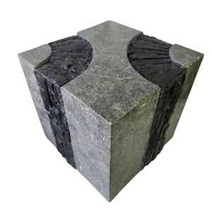 Maitland Smith Brutalist Tessellated Stone Side Table cube 16.5 x 16.5 - Picture 1 of 9