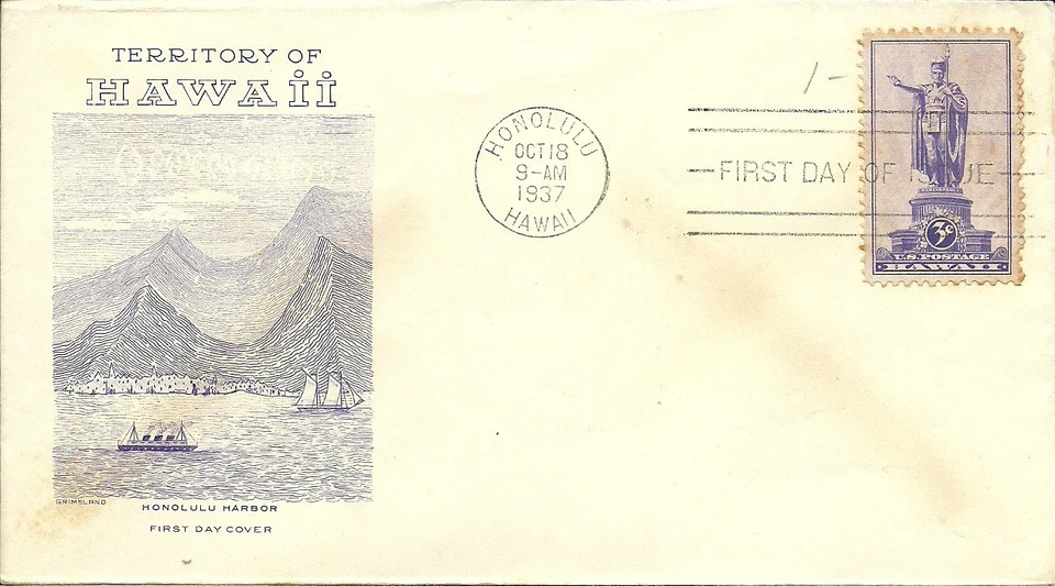 FDC 799 - 3 centavos Hawaii - 18/10/1937 - Honolulu, HI - Grimsland Foto 1 de 1
