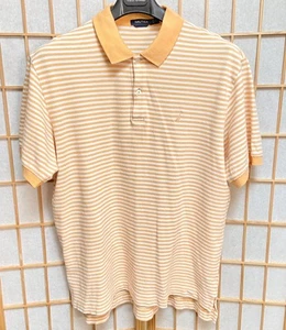 Nautica Men's Polo Golf Shirt XL Orange Striped Classic Cotton Sailboat Logo - Picture 1 of 8