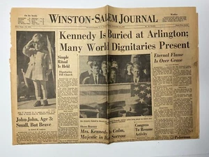 Vintage Newspaper JFK Kennedy Buried At Arlington November 26 1963 Winston Salem - Picture 1 of 4