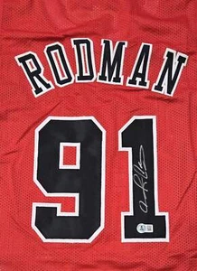 Dennis Rodman Signed Chicago Red Basketball Jersey (Beckett) - Picture 1 of 2