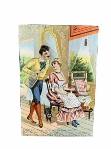 Empire Clothes Wringer Tennis Man Woman Cat Victorian Advertising Trade Card - Picture 1 of 4