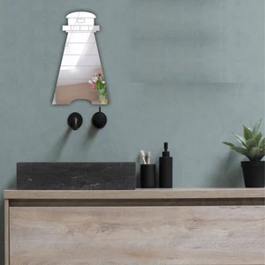 Bathroom Vanity Acrylic Mirror LighthouseShape Shatter Resistant Wall Deco NoDIY - Picture 1 of 5