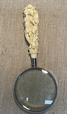 Vintage Carved Roman Gothic Figural Magnifying Glass Signed 1982 MMA” Rare!