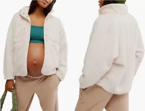 Free People x HATCH Maternity Jacket LRG Neutral Hit The Slopes Fleece Warm Cozy - Picture 1 of 9