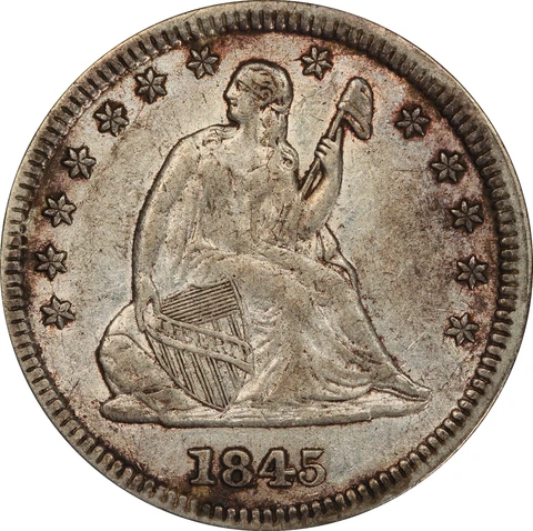 1845-P Seated Liberty Quarter "RPD FS-301" - PCGS XF45! Superb Original! Tough Cover