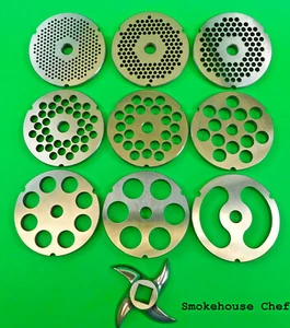 #32 PICK SIZE with KNIFE Meat grinder plate disc LEM Cabelas Hobart Weston etc - Picture 1 of 12