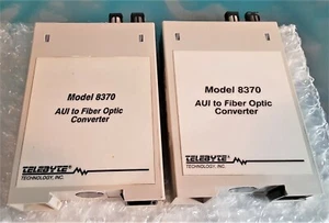 DOS convertidores Telebyte 8370 AUI a fibra óptica, carcasa de carril DIN, USADO, desconocido - Imagen 1 de 8