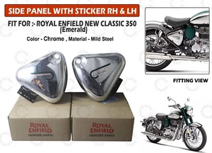 For Royal Enfield New "Classic 350 Chrome Left & Right Side Panel With Sticker" - Bild 1 von 11