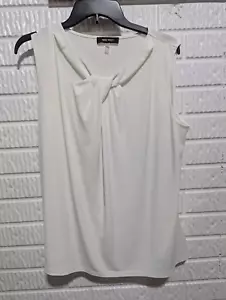 Nine West Women's White Sleeveless Twist & Cut Out Neckline Tank Top Size 1X - Picture 1 of 7