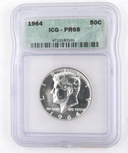 1964 Kennedy US Silver Half Dollar Certified PR 68 ICG - Picture 1 of 2