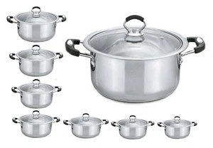 Induktion Edelstahl tiefe Kasserolle Pfanne Glasdeckel 20 - 32 cm Topf dreilagig - Bild 1 von 42