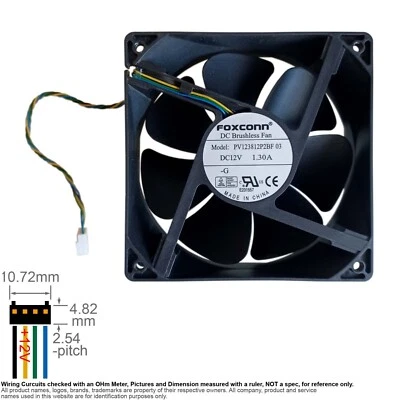 Fan Muffin Cooling DC 12V DC12V 12VDC 120mm 120x120x38 Foxconn PV123812P2BF 03 - Image 1 of 3